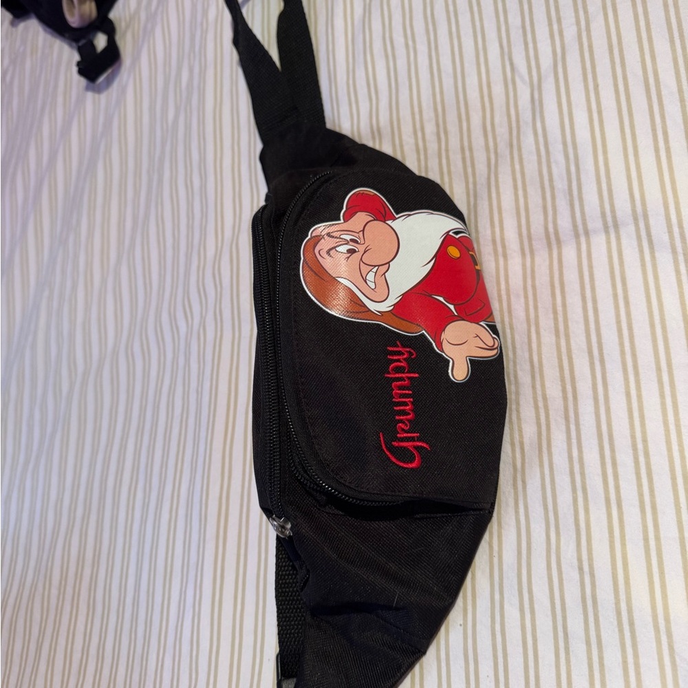 Prince Black Waist Bag with Red Embroidery